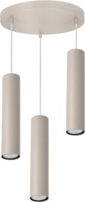 Závesné svietidlo Tuba, 3x béžové kovové tienidlo, o