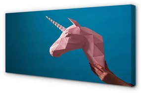 Obraz na plátne Ružový jednorožec origami 125x50 cm