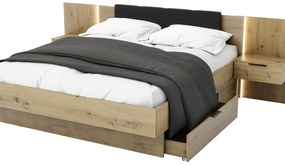 Manželská posteľ 180 cm Lewell (s čelným rámom) (s úl. priestorom) (dub artisan). Akcia -20%. Vlastná spoľahlivá doprava až k Vám domov. 1092092