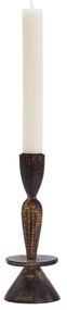 MADAM STOLTZ Drevený svietnik Dark Natural 18 cm