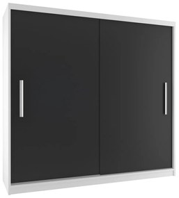 Šatníková skriňa 200 cm Belini biely mat / čierny mat s posuvnými dverami  SI SZP1/2/W/B/0/AL