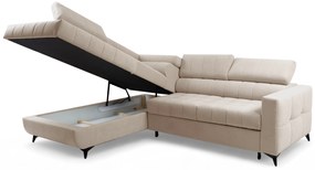 Rohová sedačka Nardo L s rozkladom ľavostranná - béžový plyš Pretty 03