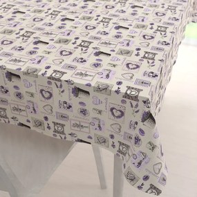 Biante Bavlnený obdĺžnikový obrus Sandra SA-479 Levandule na krémovom 120x160 cm