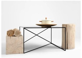 Čierny konferenčný stolík CustomForm Memo, 80 x 80 cm