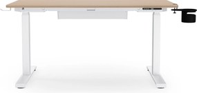 Elektrický stôl s nastaviteľnou výškou ergonomický biely/dub sonoma,1200x600 mm: ARIA