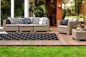 Behúň SIZAL FLOORLUX 20608, koniczyna marokánska trellis čierny / strieborný