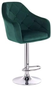 LuxuryForm DESIGN Barová stolička ANDORA VELUR na striebornom tanieri - zelená