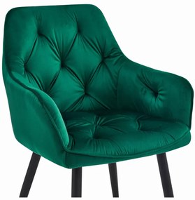 Set dvoch jedálenských stoličiek JORK zamatové, tmavozelené (čierne nohy) 2 ks