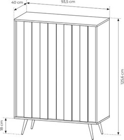 Vysoká komoda Flaro 93 cm s osvetlením - dub dunin
