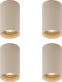 Sada 4 moderných béžových prisadených bodových svetiel GU10 50mm okrúhle - Tuba