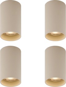 Sada 4 moderných béžových prisadených bodových svetiel GU10 50mm okrúhle - Tuba