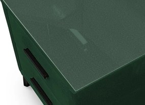 Nočný stolík s 2 zásuvkami Joy, tmavo zelená látka