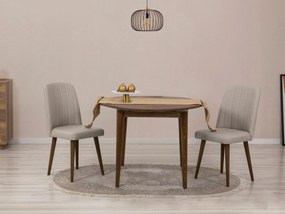 Jedálenský set Nidupo 5 (orech + krémová) (pre 2 osoby). Vlastná spoľahlivá doprava až k Vám domov. 1093764