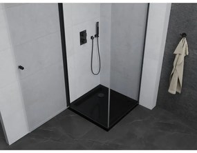 Mexen Pretoria, sprchovací kút 90 (dvere) x 90 (stena) cm, 6mm číre sklo, čierny profil + čierna sprchová vanička, 852-090-090-70-00-4070B
