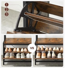 Predsieňová stena TAYLOR s botníkom 180x85 cm, rustikálna hnedá