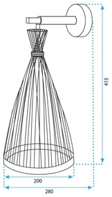 Toolight Boho, nástenné svietidlo 1xE27 APP1340-1W, čierna-hnedá, OSW-05777