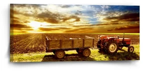 Sablio Obraz Traktor s prívesom - 110x50 cm