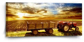 Sablio Obraz Traktor s prívesom - 110x50 cm