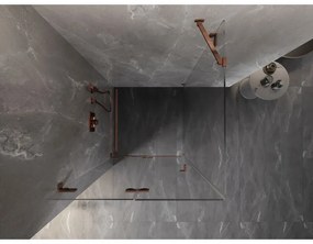 Mexen Lunar-F, 1-krídlový sprchový kút so skladacími dverami, ľavý, 100 x 100 cm, 8mm číre sklo, ružové zlato profil, 836-100-100-60-00-L