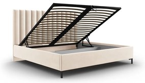 Béžová čalúnená dvojlôžková posteľ s úložným priestorom s roštom 180x200 cm Casey – Mazzini Beds