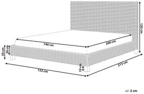 Ratanová posteľ 140 x 200 cm prírodná SALBRIS Beliani