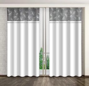 Očarujúce biele závesy s detailom listia Dĺžka: 250 cm