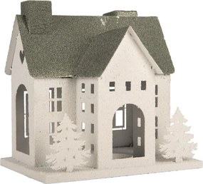 Kovový svietnik domček s pieskovým povrchom Raw Sand - 26*17*26 cm