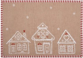 6ks hnedé prestieranie s perníkovými chalúpkami Gingerbread Bliss - 48*33 cm