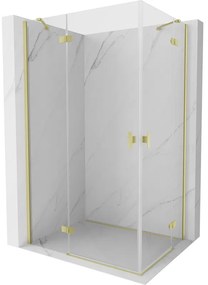 Mexen Mist-H Duo, 2-krídlový výklopný sprchový kút 85 x 70 cm, číre sklo, zlatý matný profil, 8A5-085L-070P-55-00