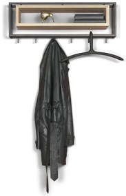 Čierny/v prírodnej farbe kovový nástenný vešiak s poličkou 78 cm School – Spinder Design