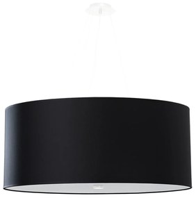 Závesné svietidlo Otto, 1x čierne textilné tienidlo, (biele sklo), (fi 70 cm)