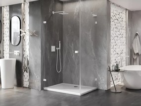 Mexen Lunar-B L, 1-krídlový sprchový kút, ľavý, 100 x 80 cm, 8mm číre sklo, biely profil, 832L-100-080-20-00-L