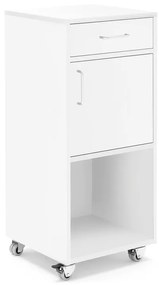 Mobilný rečnícky pult so zásuvkou a skrinkou, 460x450x1045 mm, biela