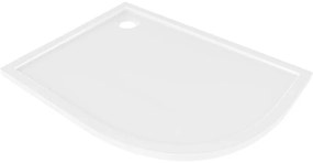 Mexen Flow, asymetrická štvrťkruhová sprchová vanička slim, ľavá 100 x 90 cm, biela lesklá, 46Q109010L