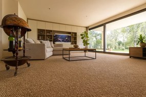 Timzo, Koberec metráž Orion 9259, na mieru, šíře 4m,5m, hnedá, filc, chodba / predsieň