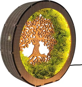 Strom života - svietiaci machový obraz s LED | SEDO: HDF - Orech 20 cm 4792-115233 LED0633