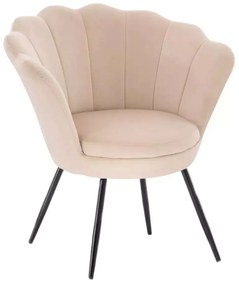 LuxuryForm DESIGN Kreslo FREY VELUR s čiernymi nohami - krémové