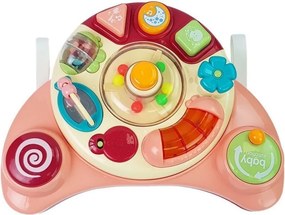 LEAN Toys Interaktívny panel – hračka pre bábätká s hudbou a zvukmi zvierat, ružová