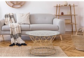 Okrúhly konferenčný stolík so sklenenou doskou v prírodnej farbe ø 75 cm Panama - Mauro Ferretti