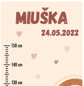 PIPPER. Textilná nálepka na stenu "Detský meter s menom - Dúha"