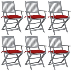 Skladacie vonkajšie stoličky s podložkami 6 ks akáciový masív 3065428