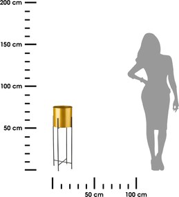 KOVOVÝ KVETINÁČ SO STOJANOM GLAMOUR 75X24 CM ZLATÁ/ČIERNA