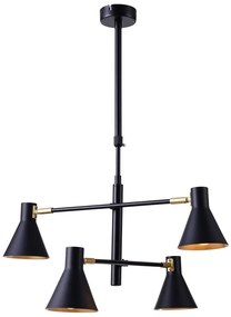 Candellux Čierno-zlatý závesný luster Less pre žiarovku 4x E14 34-72689