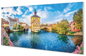 Sklenený obraz Nemecko staré mesto riečny mosty 100x50 cm