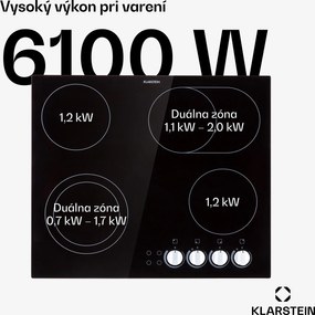Klarstein EasyCook, sklokeramická varná doska, 6100 W, otočný regulátor, čierna