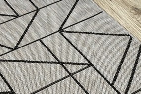 Behúň SIZAL FLOORLUX 20605 trojuholníky geometrický - strieborný, čierny