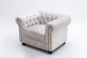 Chesterfield Kreslo zamat champagne