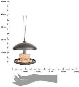 Závesné kŕmidlo pre vtáky Mushroom, 17,5x19,5 cm, plast, čierna