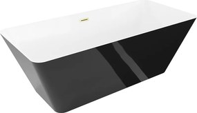 Mexen Velo Slim, voľne stojaca vaňa 170 × 75 cm, biela lesklá, zlatý matný prepad, 52811707500-55
