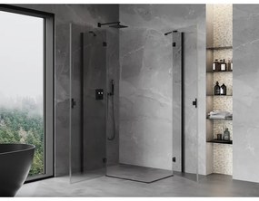 Mexen Mist-H Duo, 2-krídlový výklopný sprchový kút 110 x 85 cm, číre sklo, čierny profil, 8A5-110L-085P-70-00